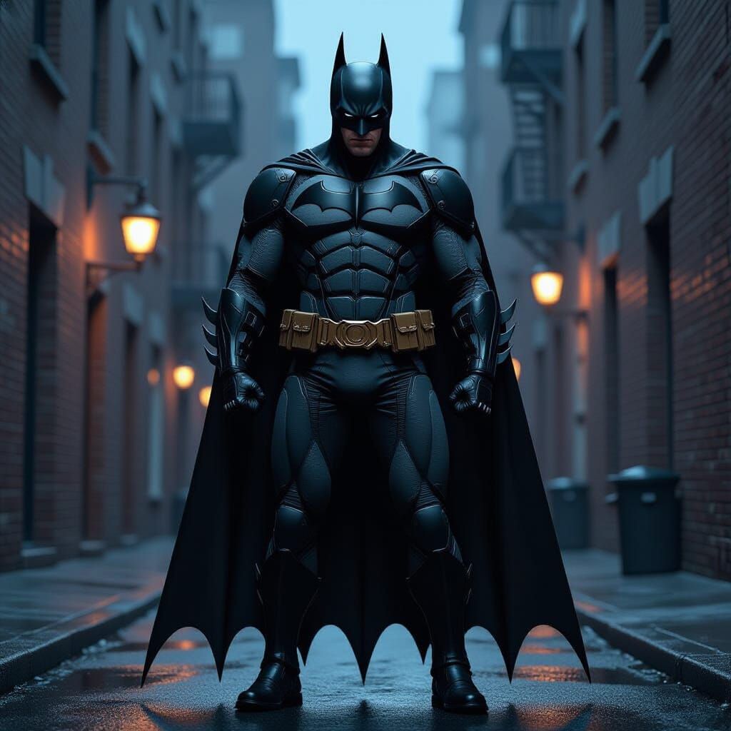 Dark Knight Batman in Gritty Gotham Alleyway