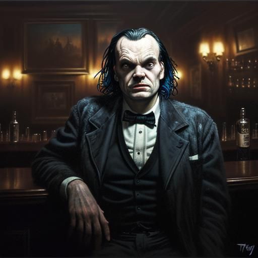 Jack Torrance and Lloyd, Hyperrealistic Oil Painting