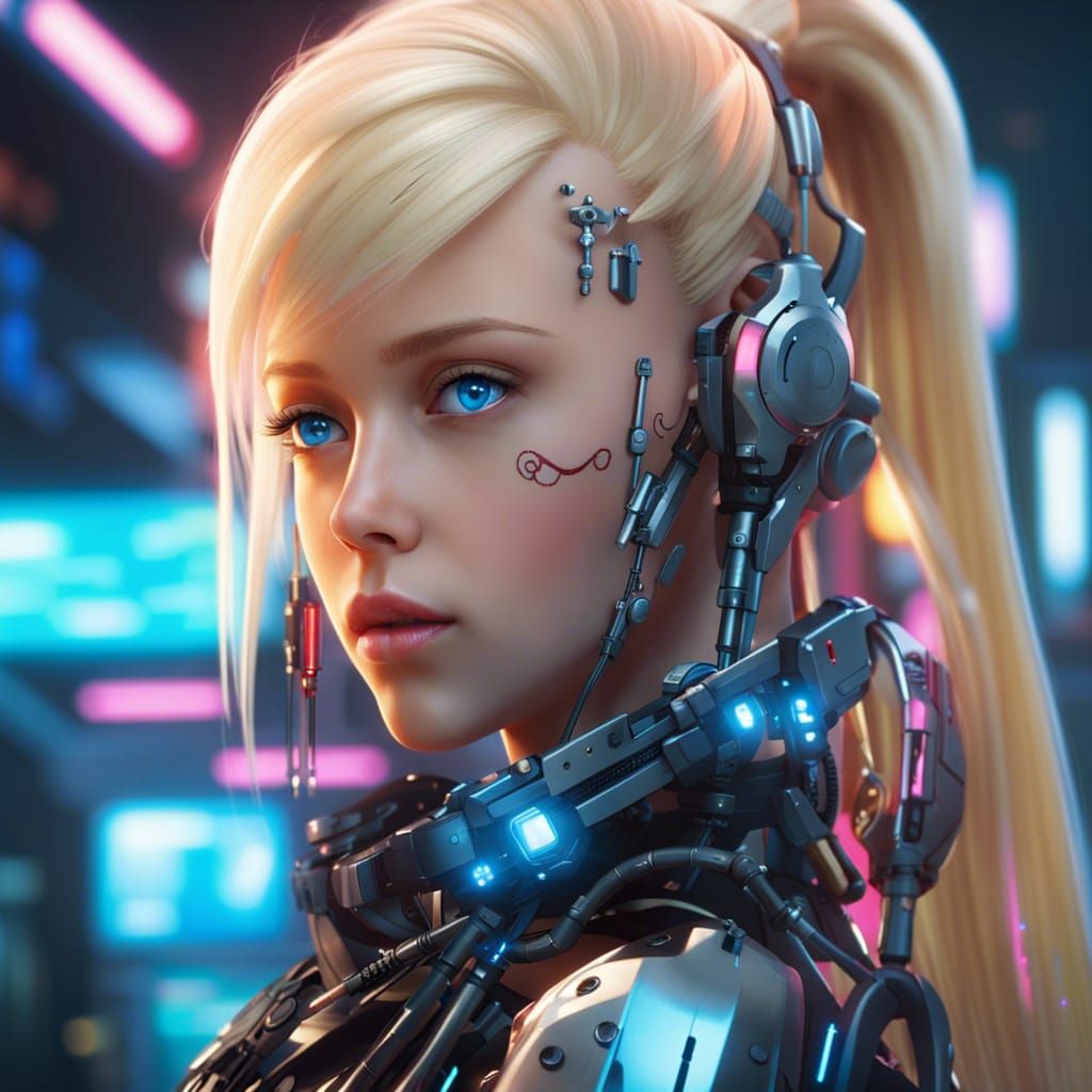 Cyborg Barbie in Anime Key Visual Style