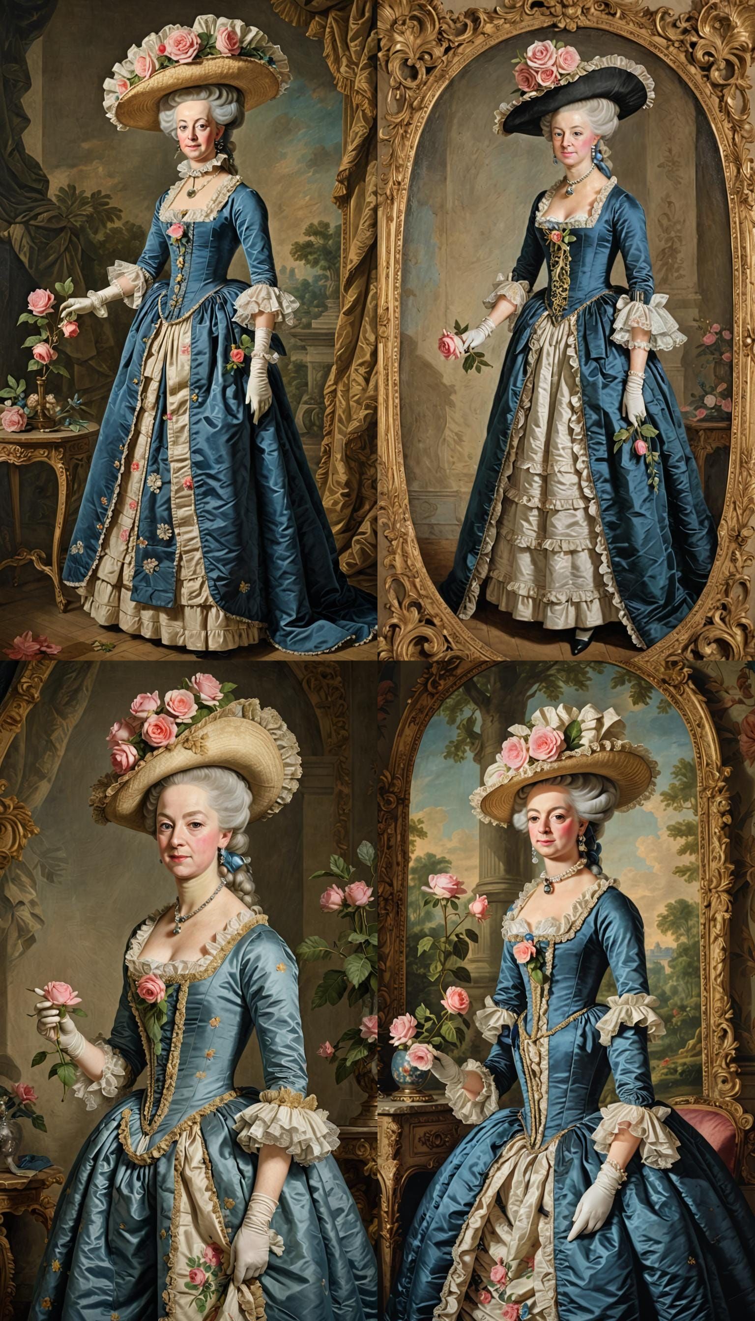 Marie Antoinette in Rococo Bedchamber, 1780s Portrait