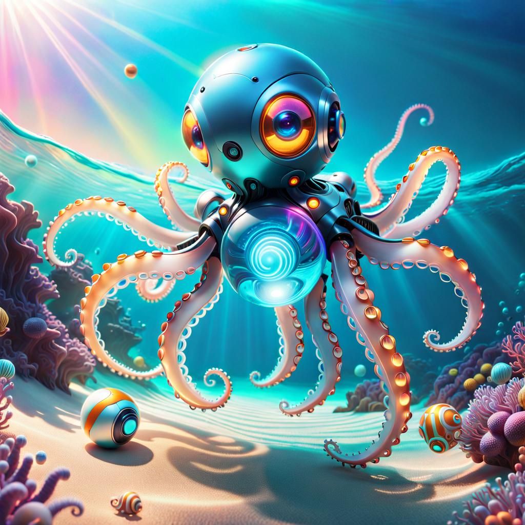 Cute Robot Octopus: Charming AI-Generated Creature