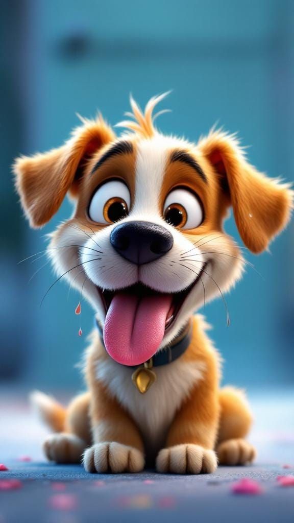 Adorable Animated Dog Licking Screen Close Up
