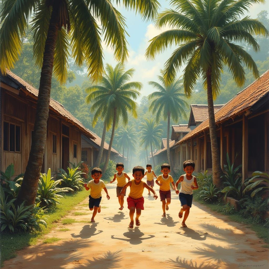 1960s Singapore Kampong Life: Children Play Among Traditiona...