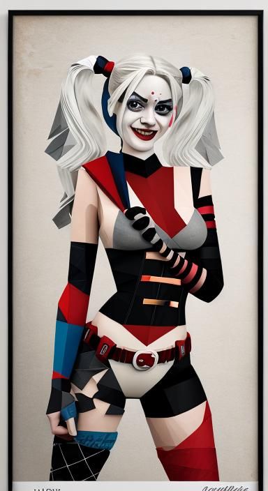 Harley Quinn Papercraft Style Poster