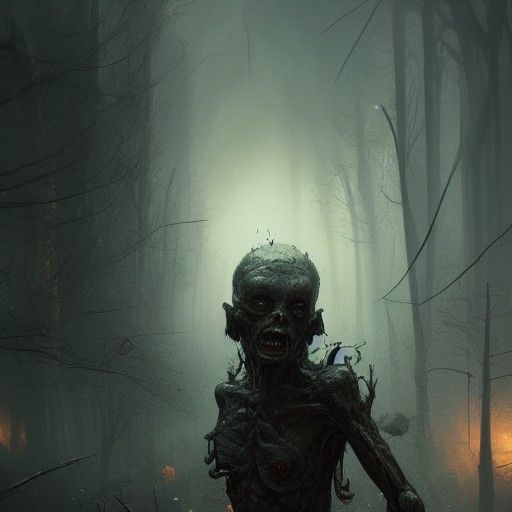 Creepy Humanoid Creature in Devastated World