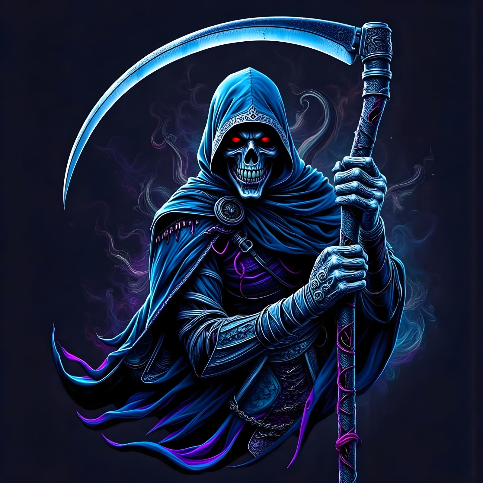 Eerie Grim Reaper in Airbrush Graffiti Style