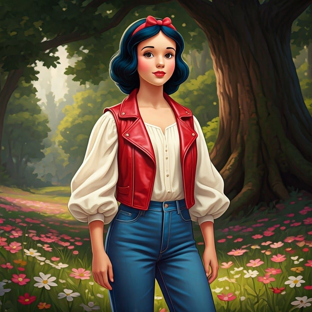 Snow White in Forest: Digital Oil Painting