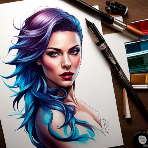 Anthro Woman Portrait in Hyperdetailed Fantasy Art