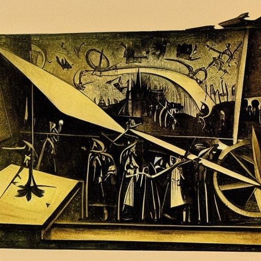 Feline Mathematician in Vibrant Surrealist Scene