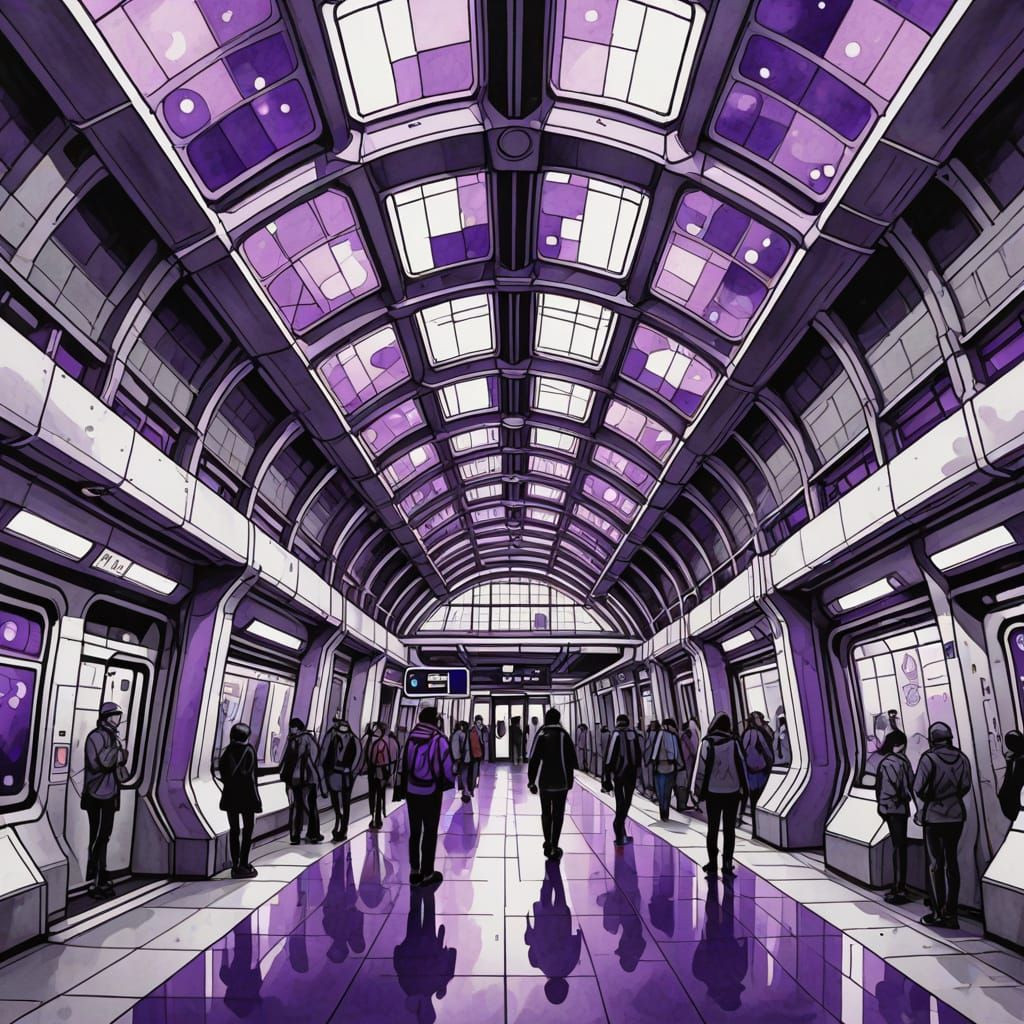 Futuristic Underground Station in Digital Concept Art