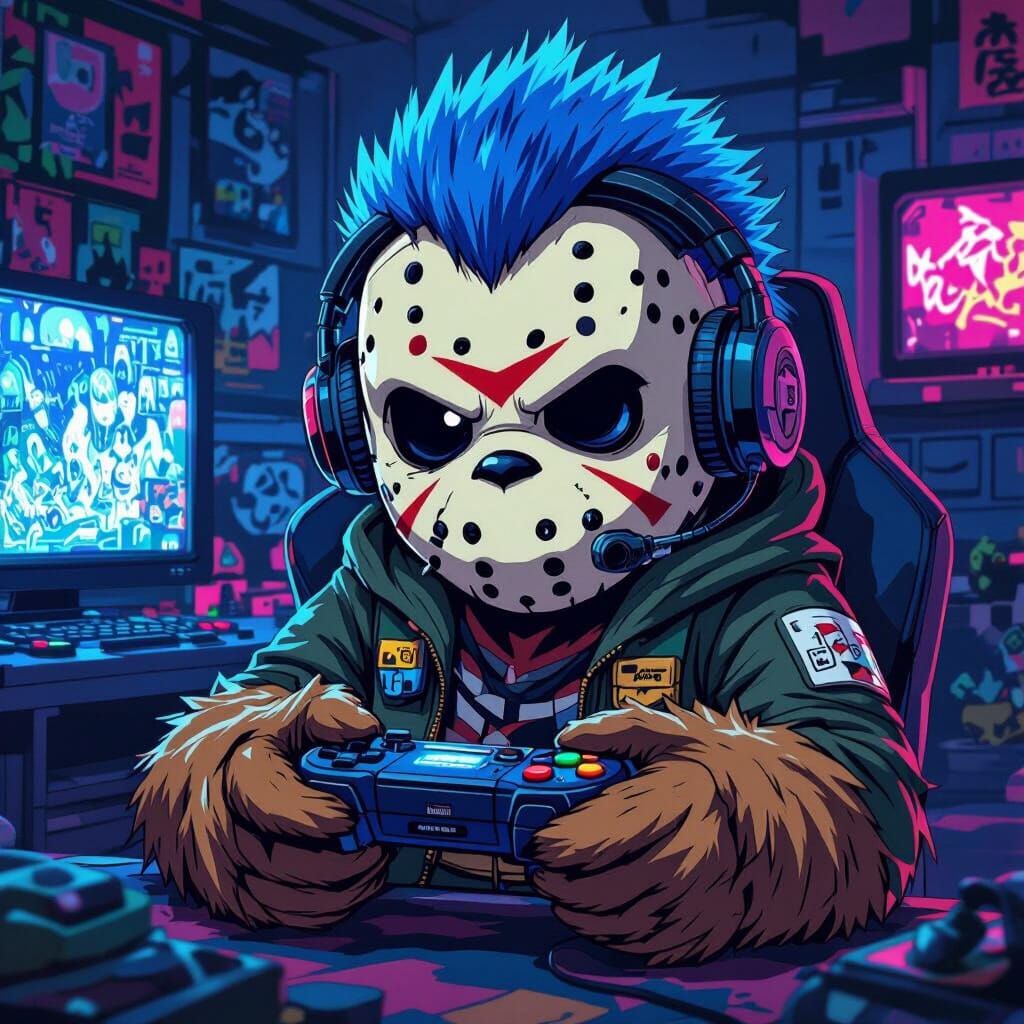 Chewbacca-Jason Hybrid Plays Video Games in Anime Style