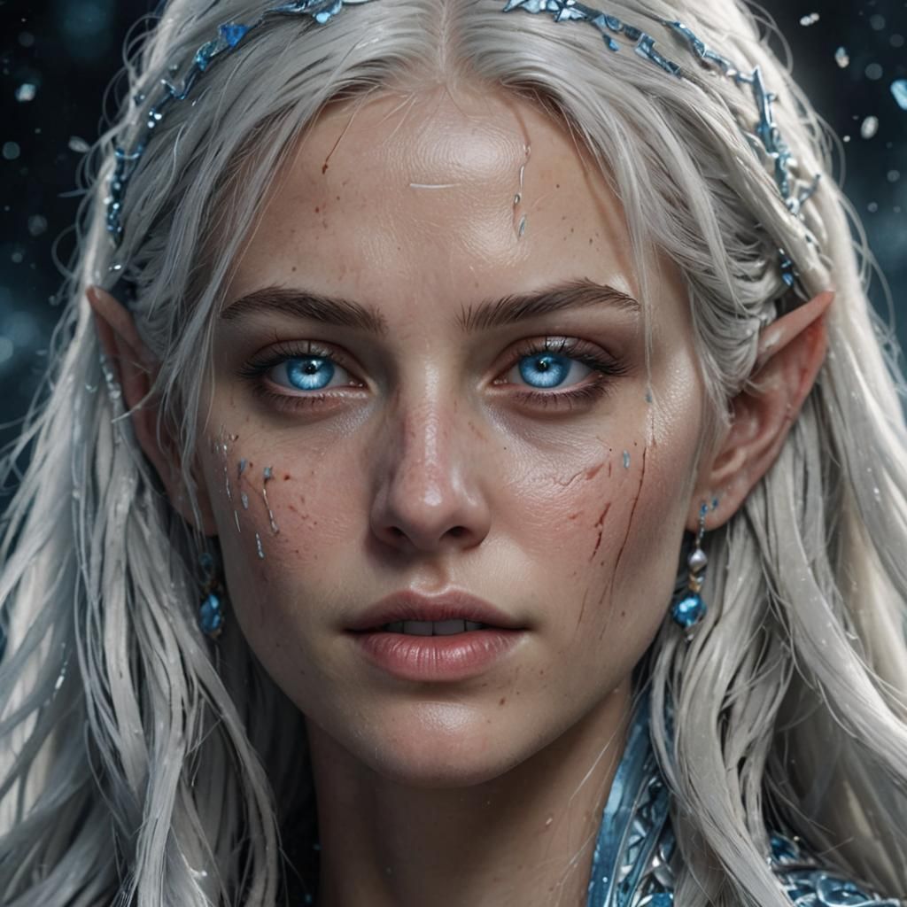 Icy Blue Eyes: Realistic Female Portrait