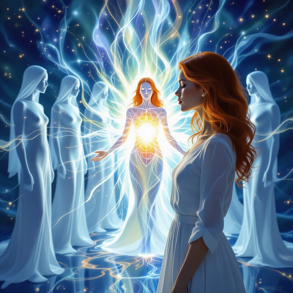 Ethereal Healing: Woman Receives Light Energy from Spectral ...