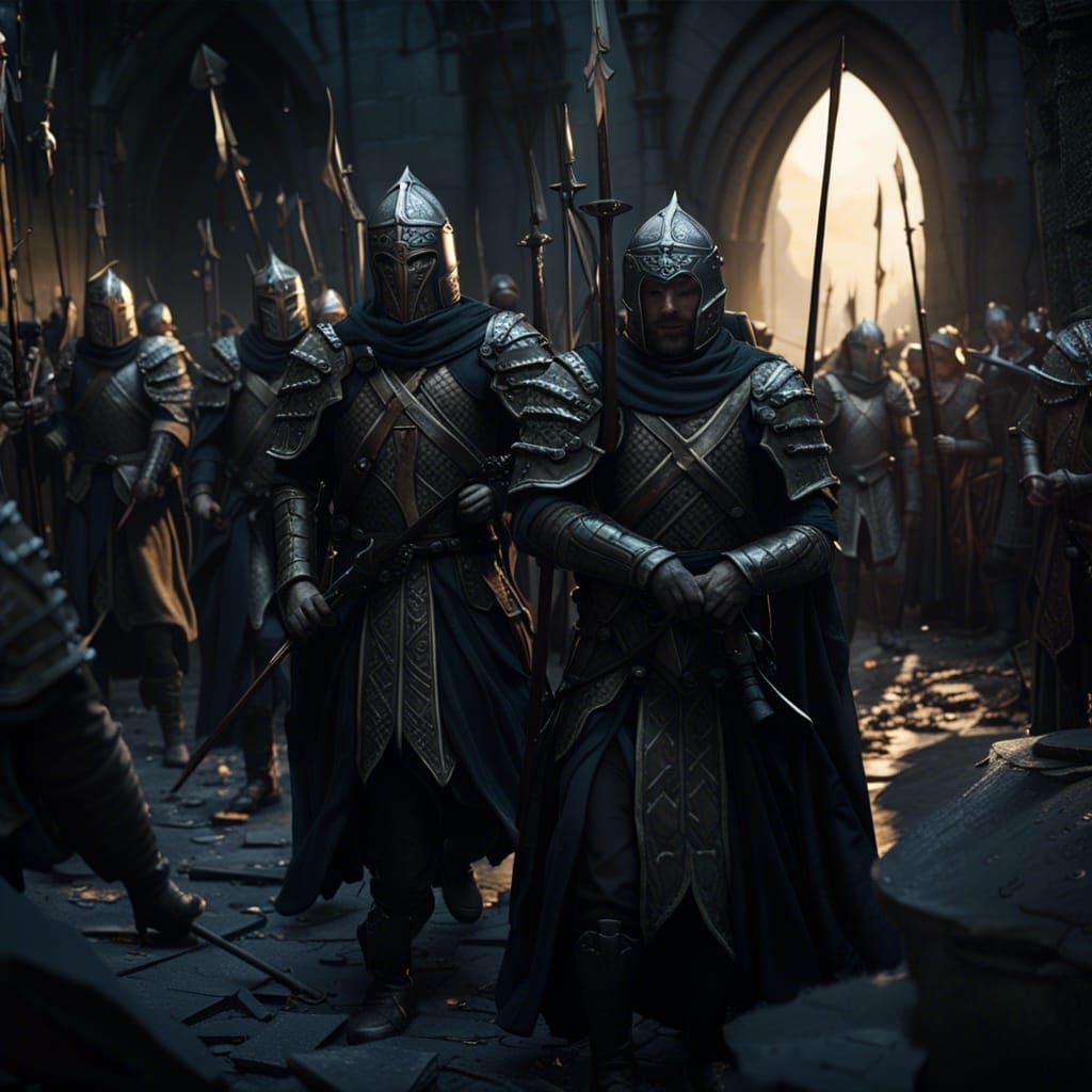 Gondor Soldiers in Dark Fantasy Style