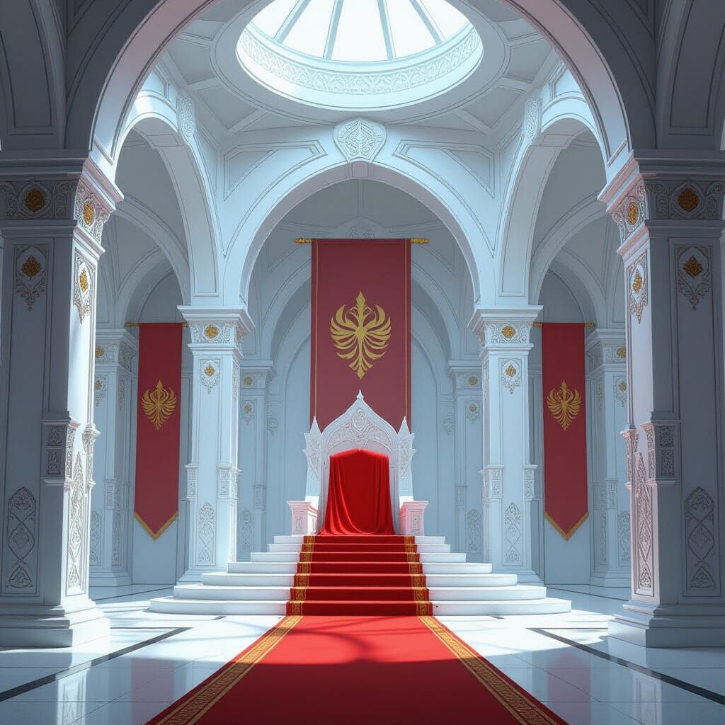 White Steel Throne Room: Tech Meets Ancient Design