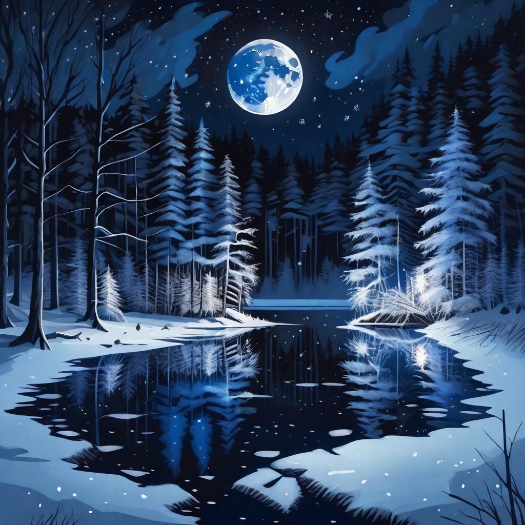 Bonfire Under the Stars on a Winter Night