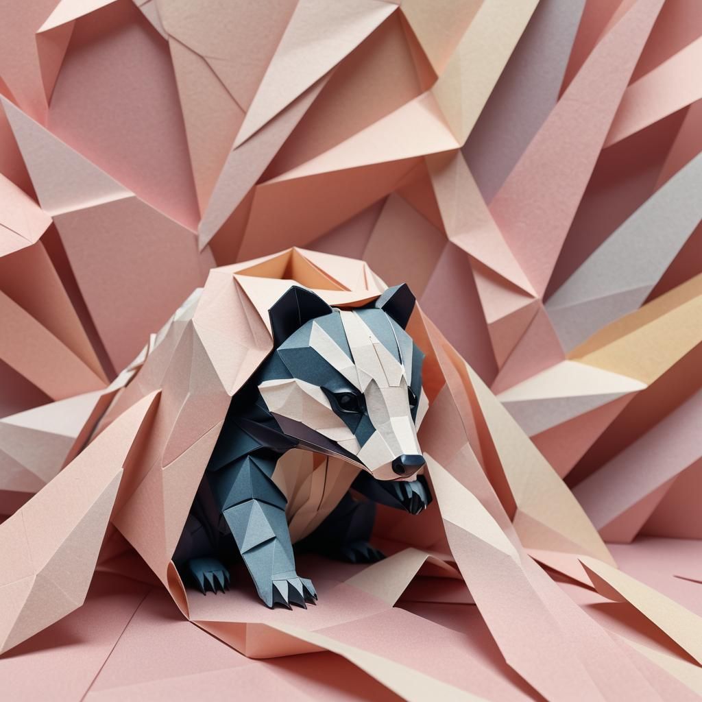Origami Badger in Supercar Papercraft Art