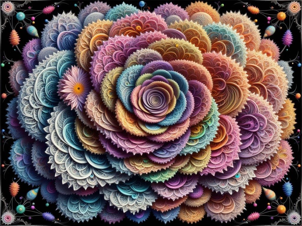 Vibrant Polar Rose Curve in Op Art Style