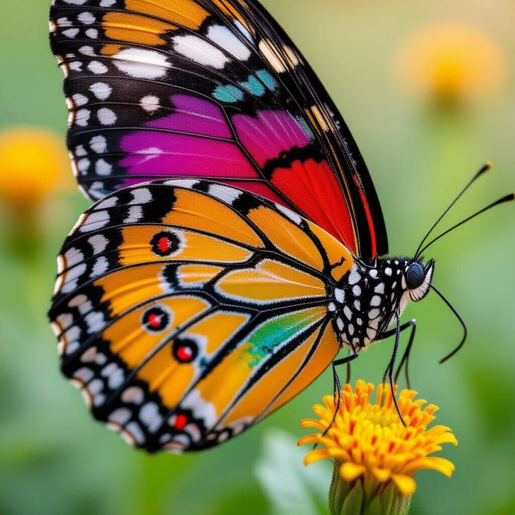 Macro Shot of a Colorful Butterfly Wing