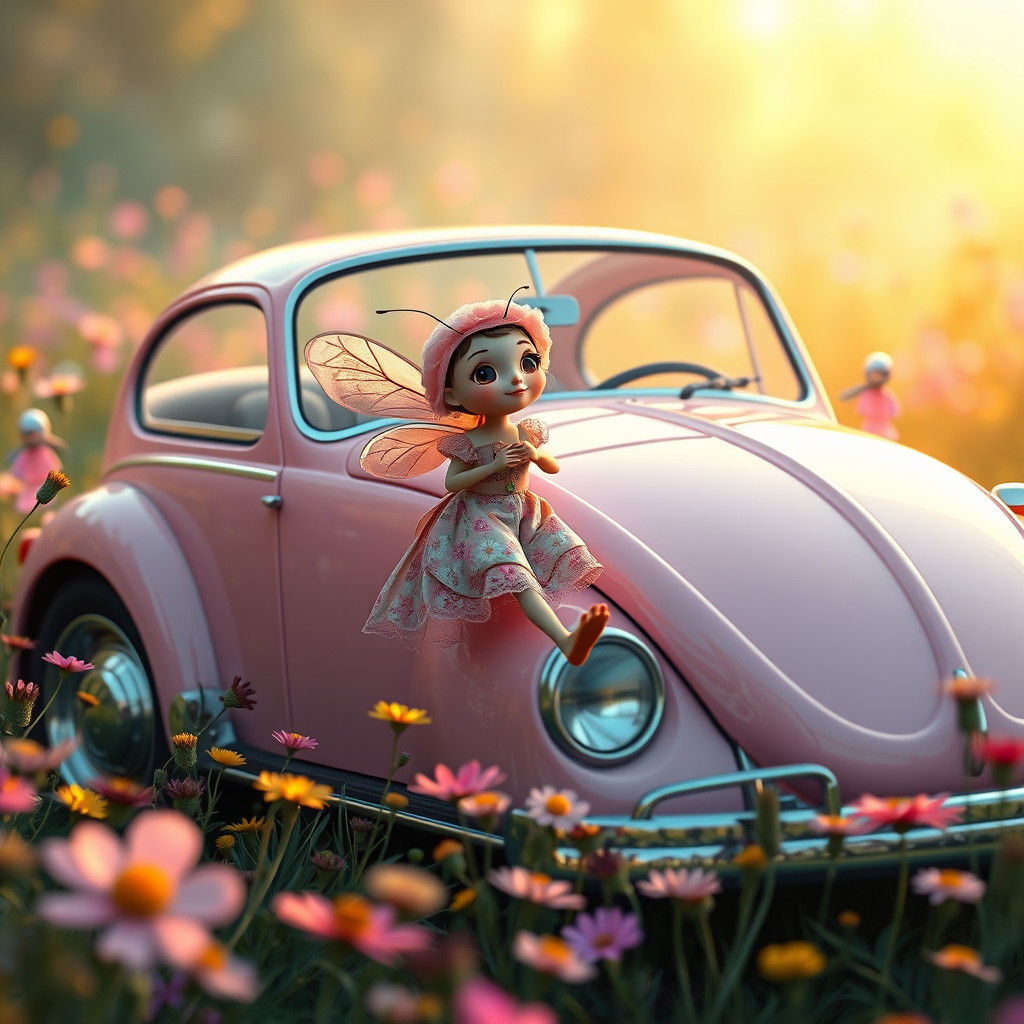 Ladybug Drives Translucent Beetle in Lush Meadow