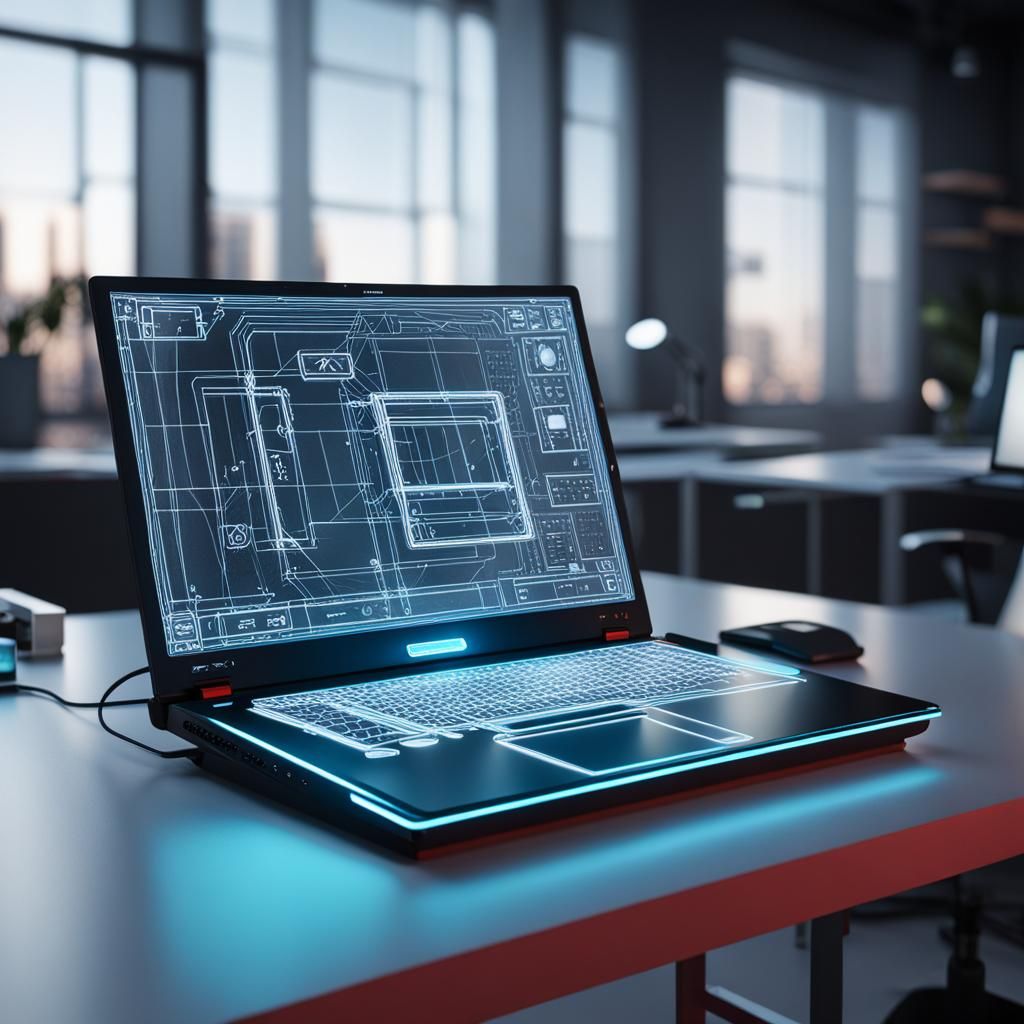 Etch-A-Sketch Screen Laptop on Hi-Tech Desk