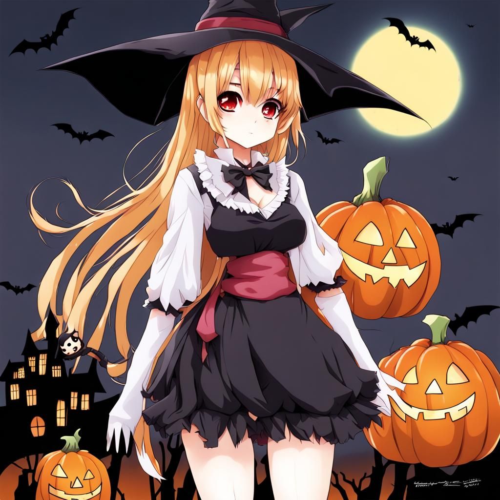 Halloween Girl in Anime Manga Style