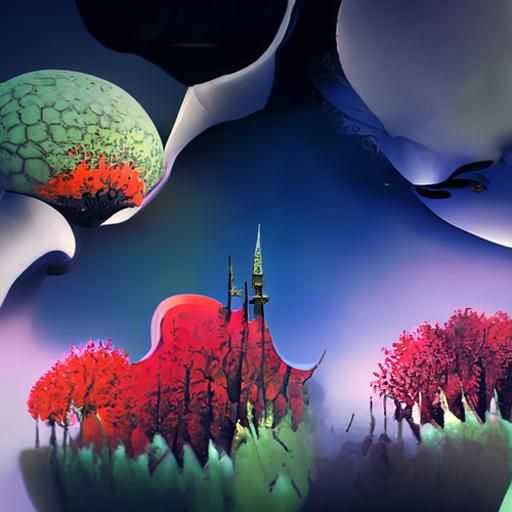 Fractal Dreamscape in Style of Eyvind Earle