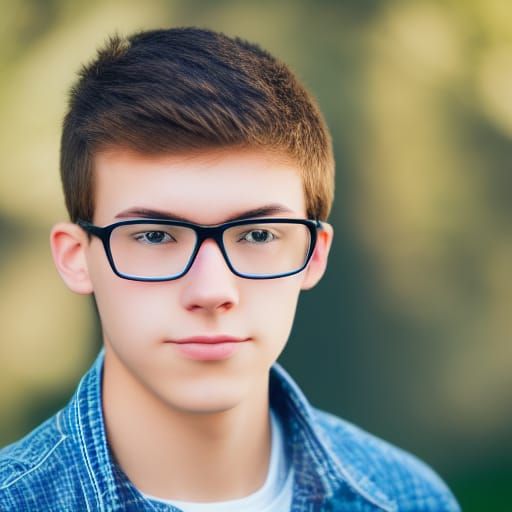Teenage Boy Portrait with Glasses in Natural Light
