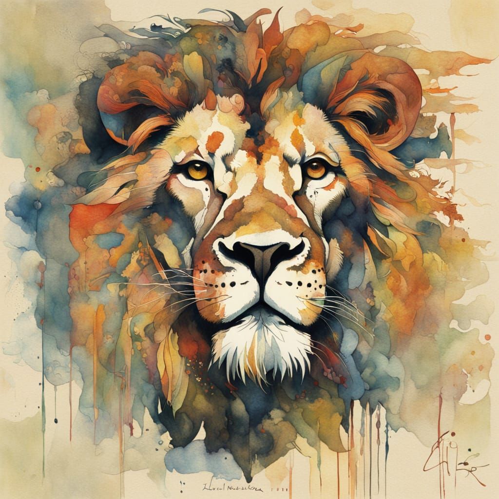 Lion in Minimalist Abstract Style