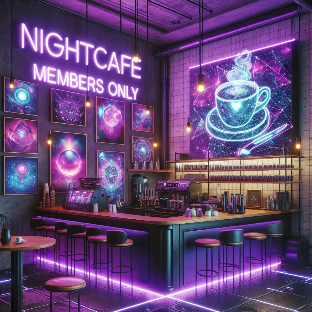 Fantasycore Neon Sign in Coffee House Cafe