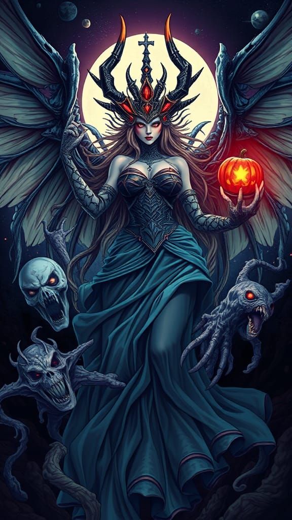 Halloween Goddess of Monsters in Anime Style