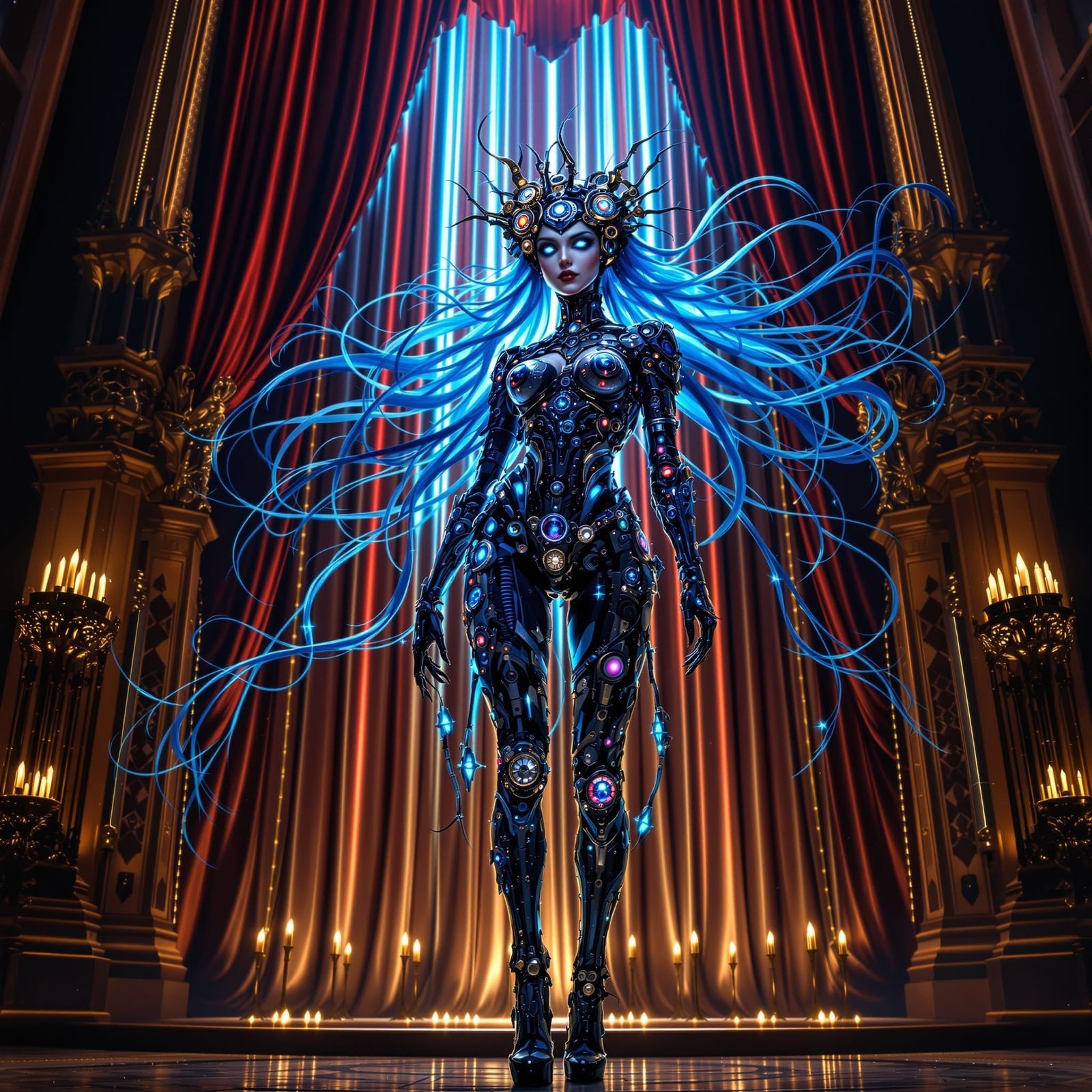 Gothic Clockwork Automaton with Cybernetic Enhancements