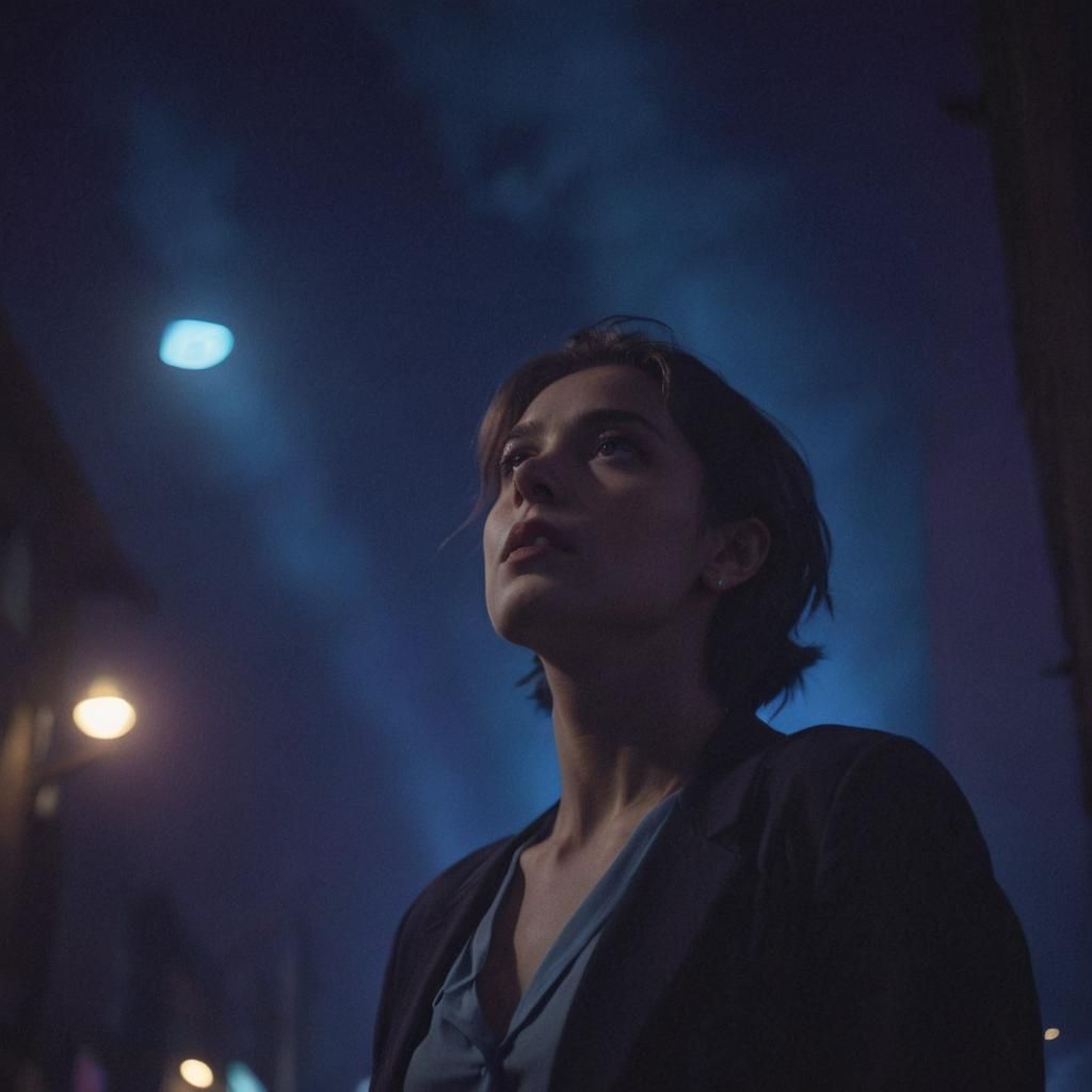Mesmerizing Androgynous Portrait in Smoky Blue Night