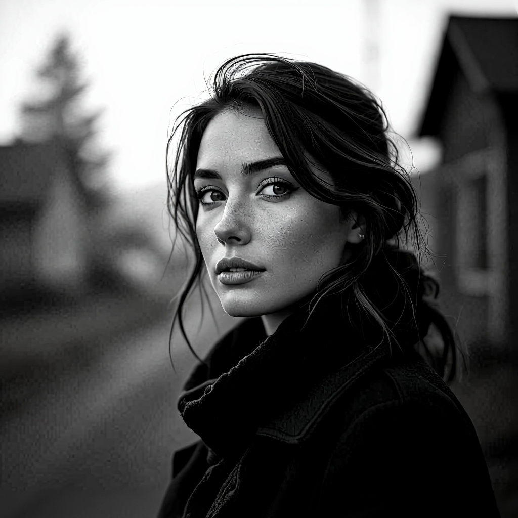 Moody Black and White Portrait of Alice Cannon