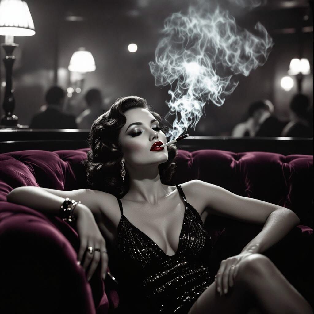 Elegant Woman in Speakeasy, Helmut Newton Style