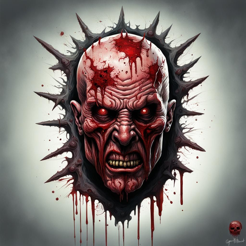 Sinister Decapitated Head in Dark Fantasy Style