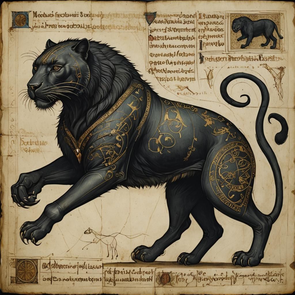 Black Panther in Leonardo da Vinci Style