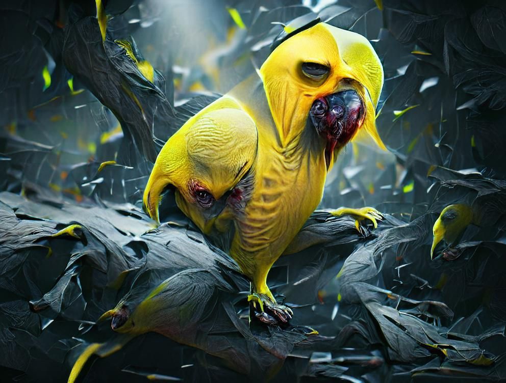 Menacing Yellow Parrot Digital Art