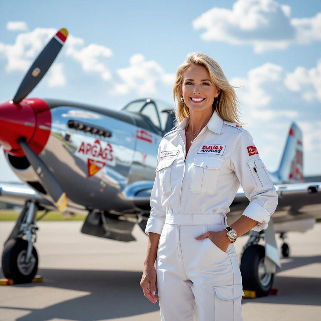 Airshow Pilot Poses With Racing Mustang