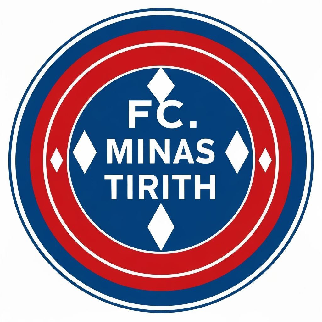 FC Minas Tirith Logo Blue Circle Red Emblem White Diamonds