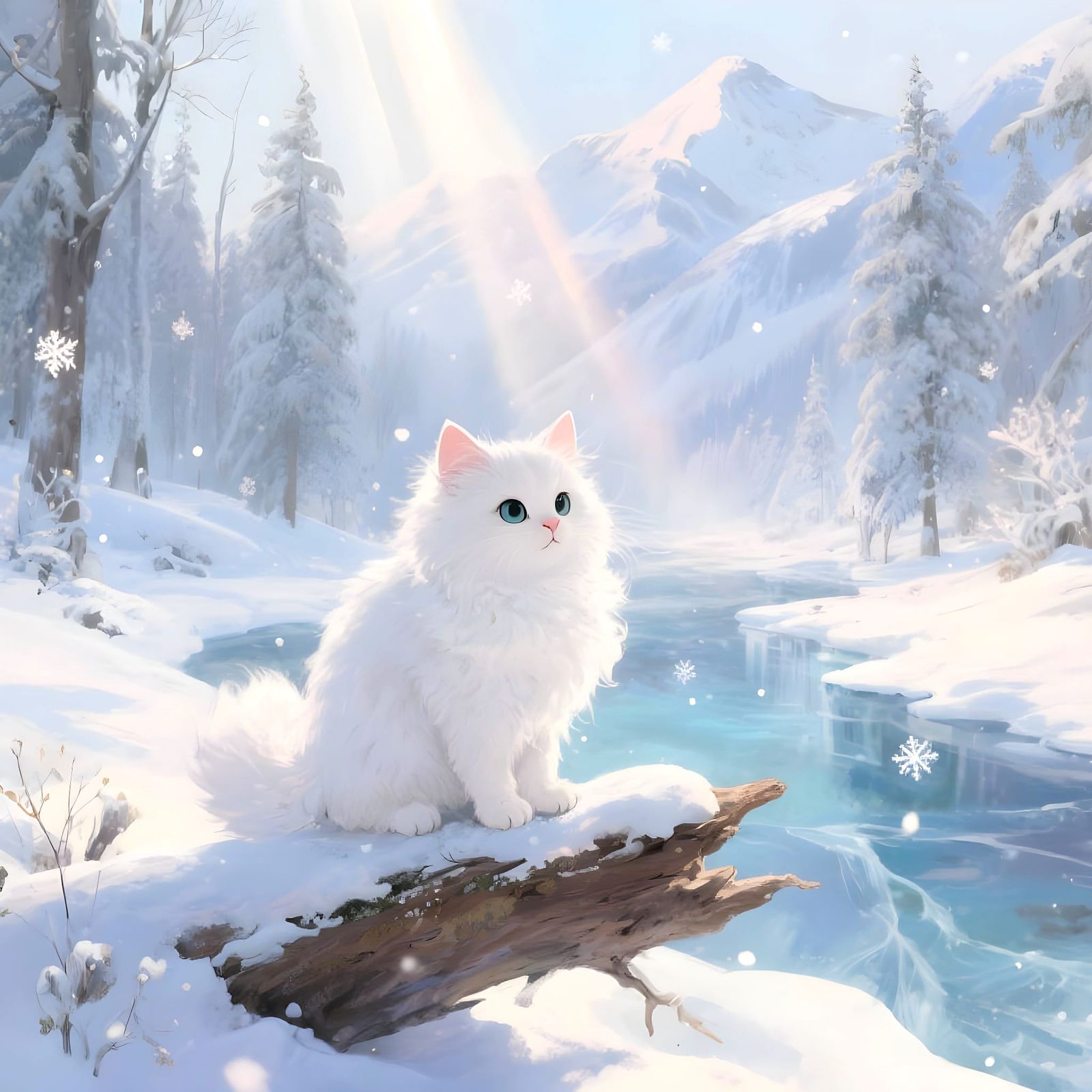 Cute Kittens in Snowy Mountain Valley