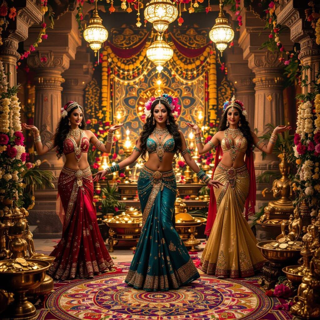 Las Vegas Showgirls Belly Dance in Ornate Shrine