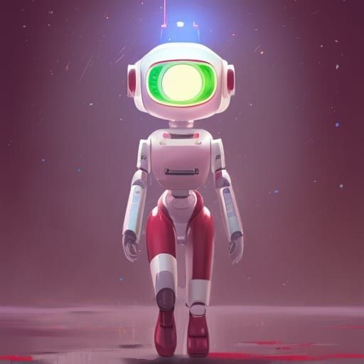 Cute Luminescent Nurse Robot in Fantasycore Style