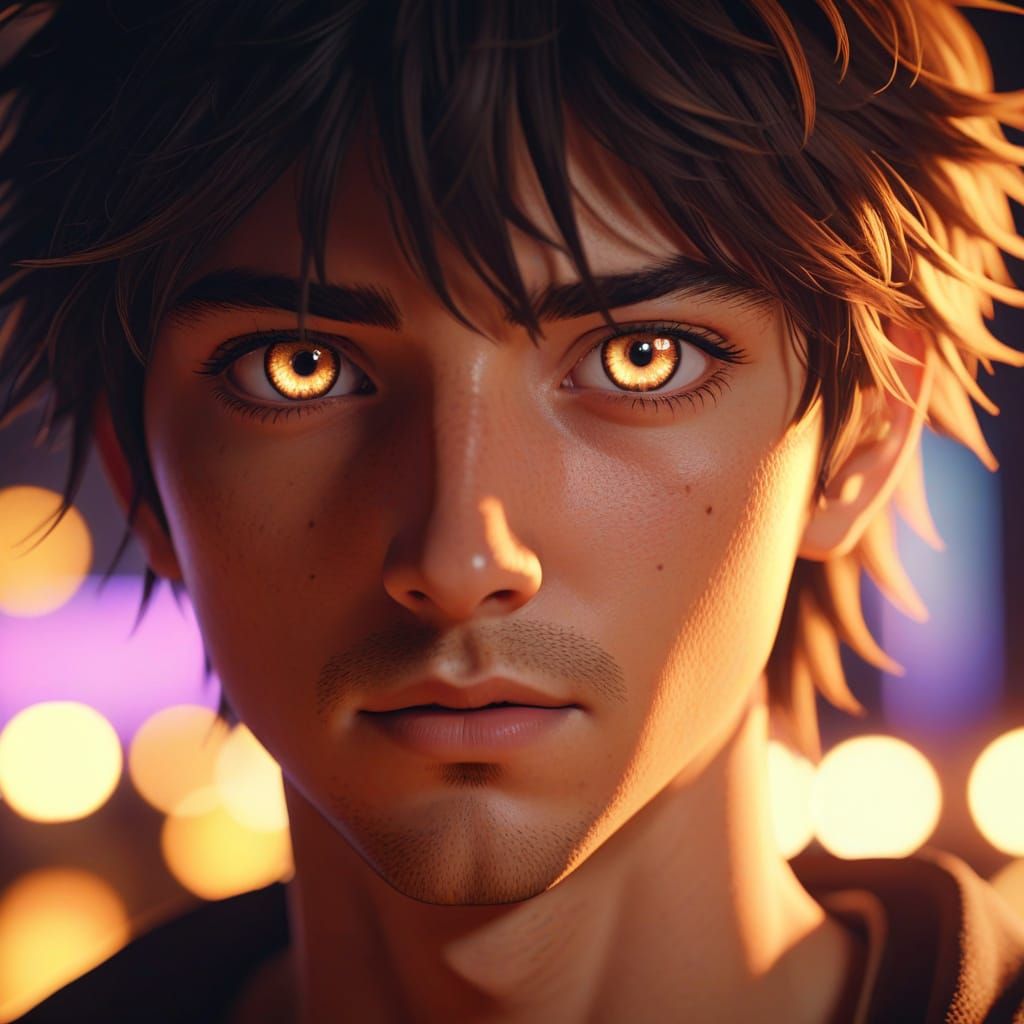Anime Style Portrait of Niko B with Neon Highlights