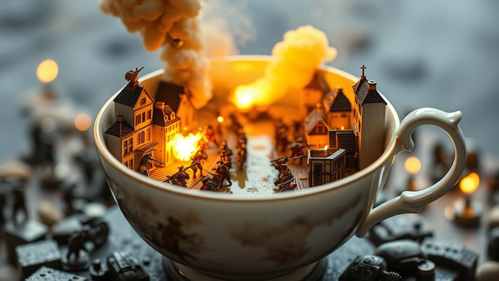 Napoleonic Battle in Teacup: Hyper-Realistic Miniature Scene