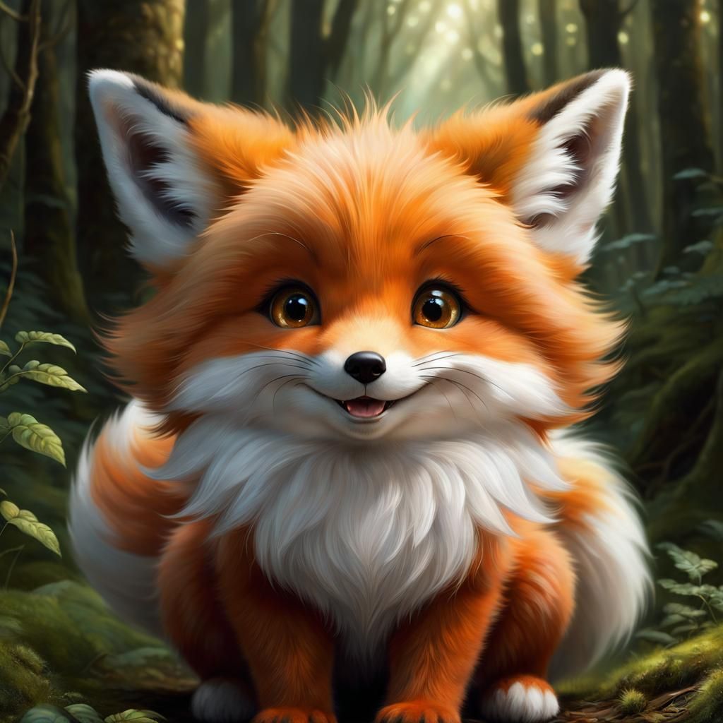 Adorable Alien Fox Creature in Enchanted Forest