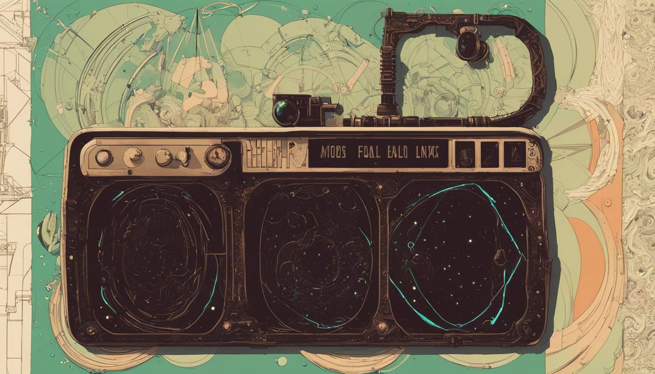 Retrofuturistic Cosmic Portal Shines Bright in Neon Blues an...