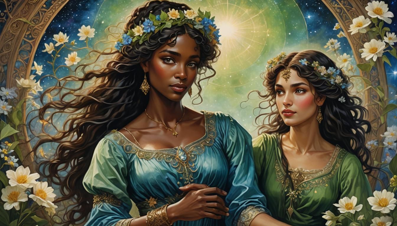 Othello and Desdemona Portrait in Art Nouveau Style