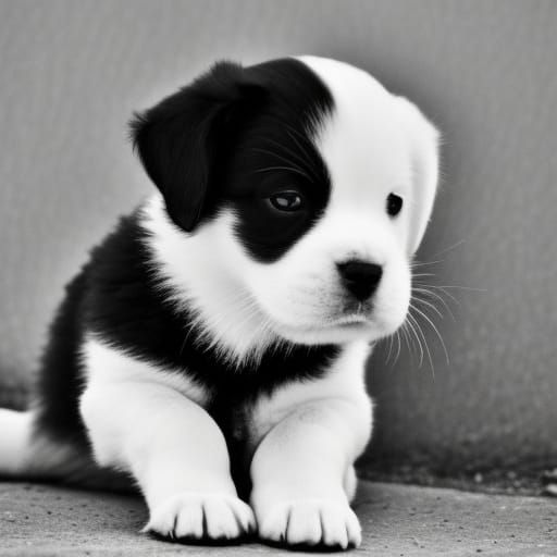 Monochrome Puppy Portrait: A Timeless Black and White Image