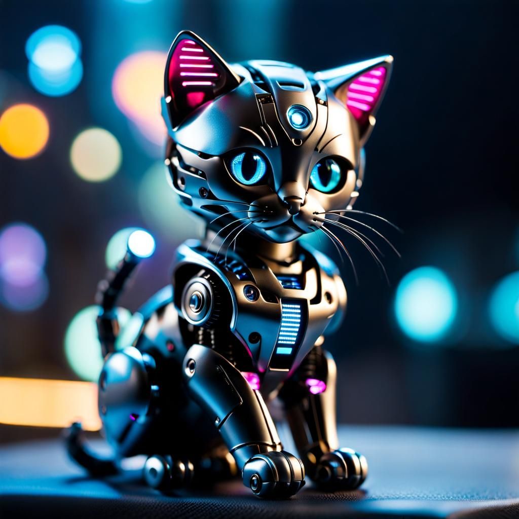 Neon Cyborg Kitten Macro Photography